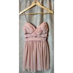 Hailey Logan Blush Pink Sheer Side Ruched Mini Dress 7/8